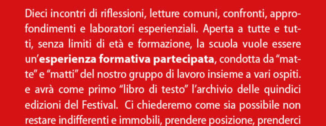Libera Scuola del Festival dei Matti – edizione numero zero, ottobre /dicembre 2025